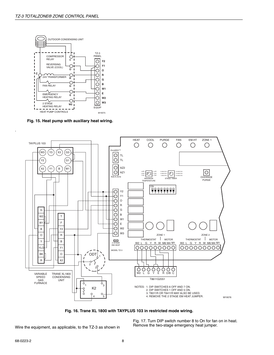 Water source heat pumps, Tz-3 totalzone® zone control panel, K2 odt | Honeywell TOTALZONE TZ-3 User Manual | Page 8 / 16