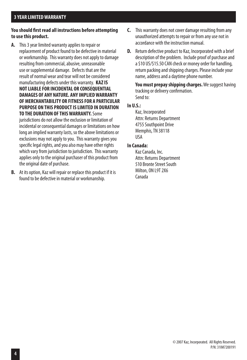 Honeywell HZ-7200 User Manual | Page 4 / 12