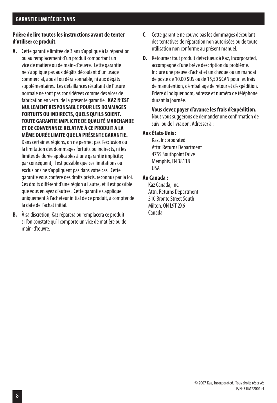 Honeywell HZ-7200 User Manual | Page 8 / 12