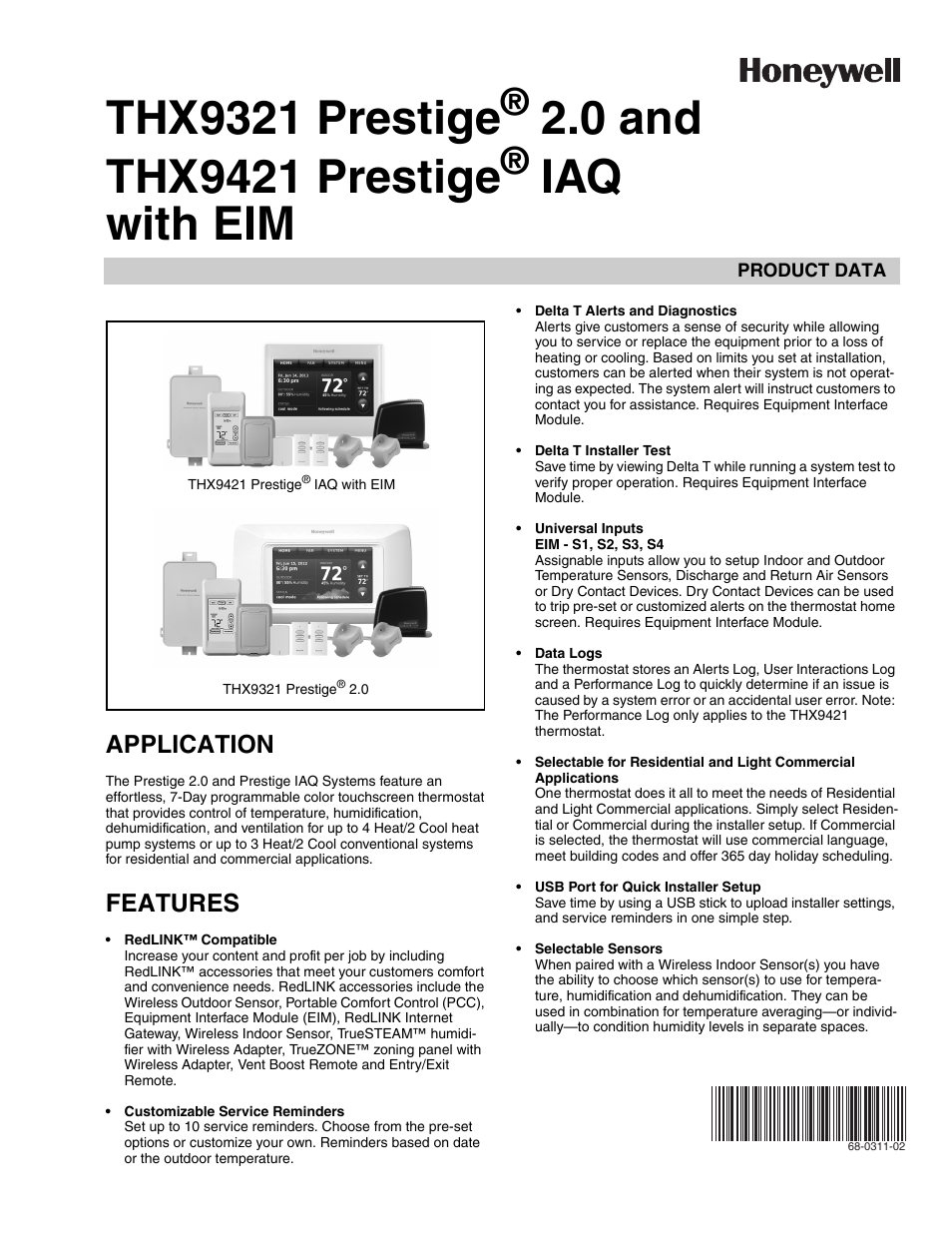 Honeywell PRESTIGE THX9321 User Manual | 160 pages