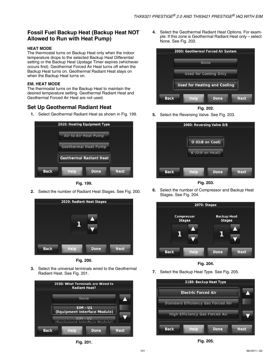 Set up geothermal radiant heat | Honeywell PRESTIGE THX9321 User Manual | Page 101 / 160