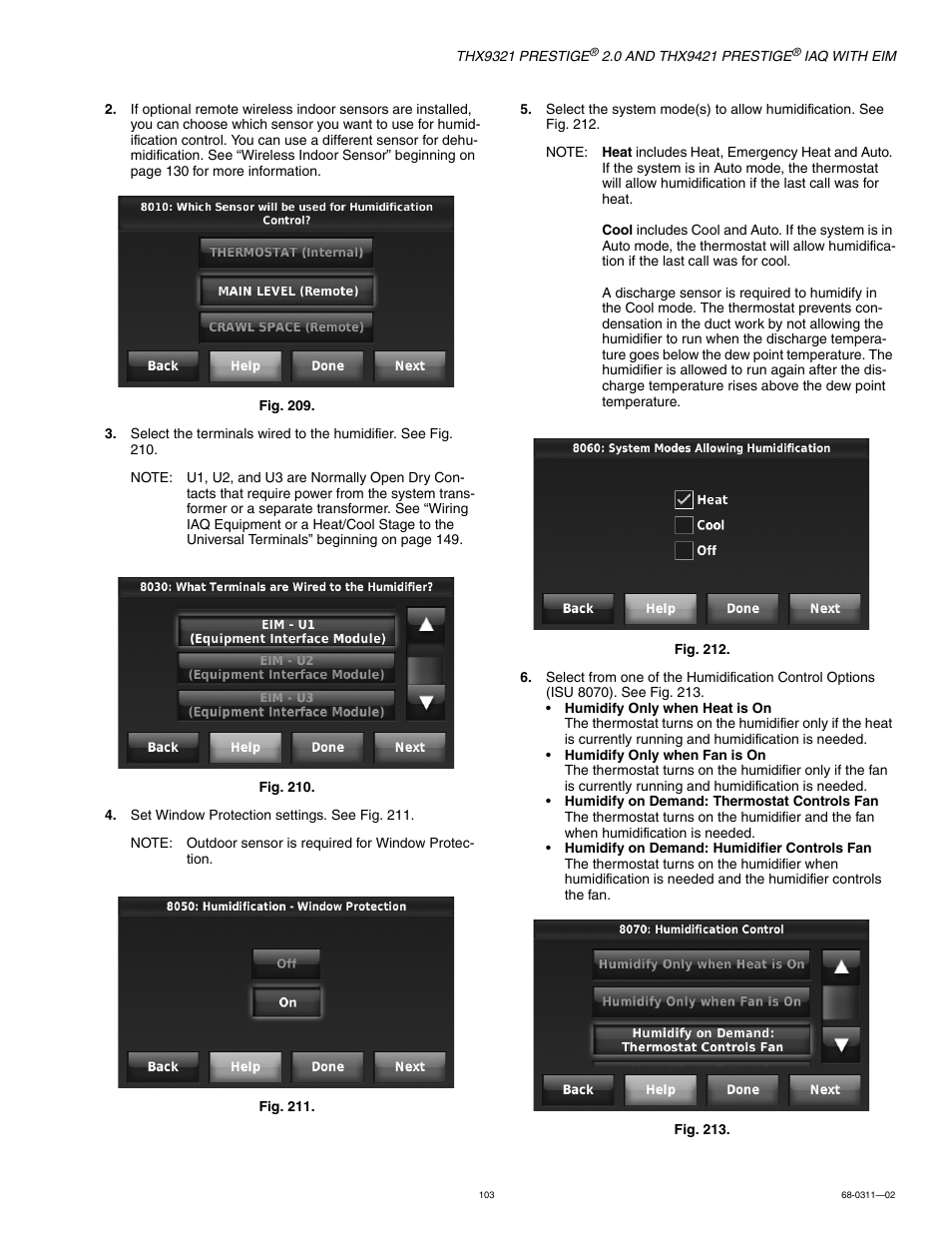 Honeywell PRESTIGE THX9321 User Manual | Page 103 / 160