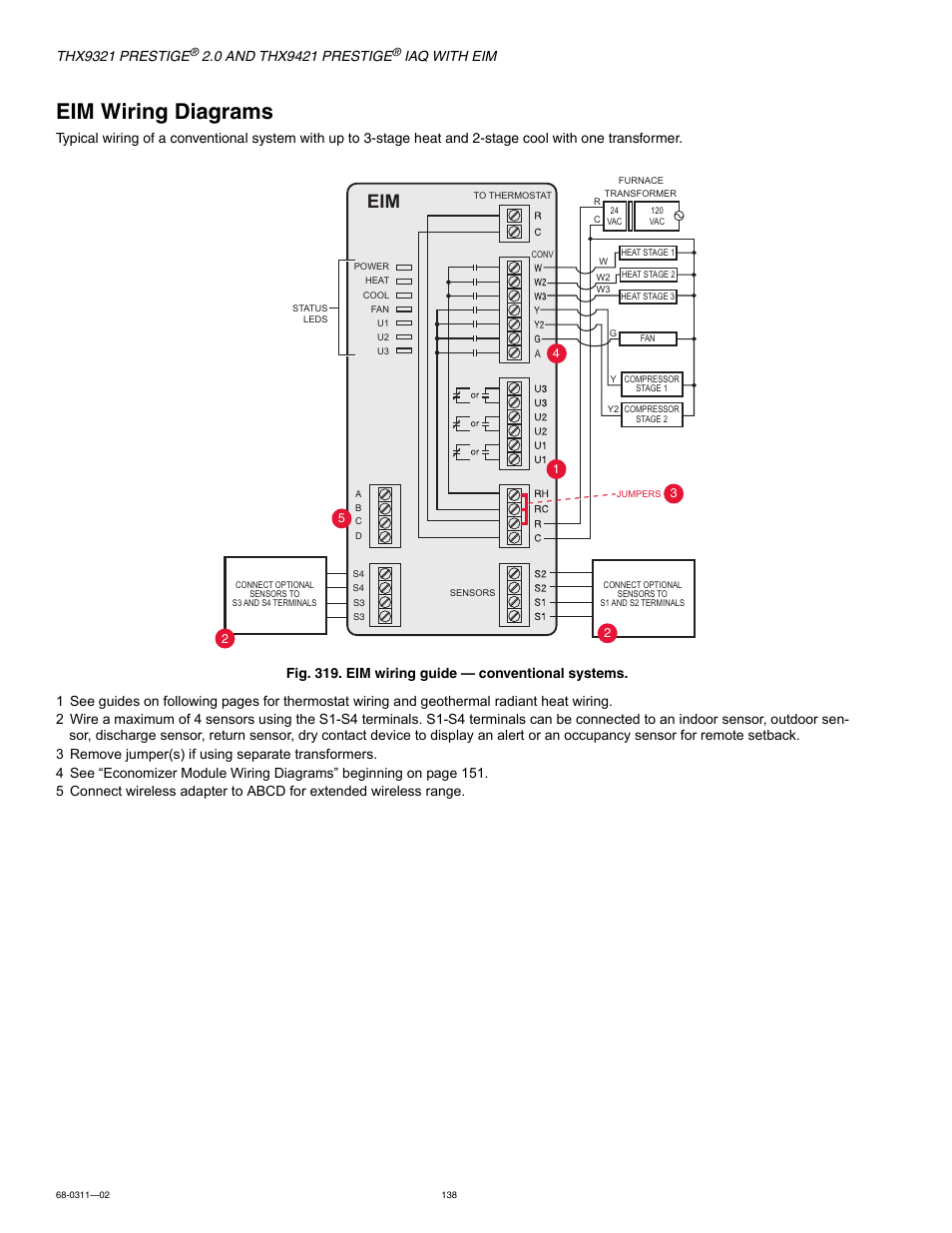 Eim wiring diagrams, Thx9321 prestige, Iaq with eim | Honeywell PRESTIGE THX9321 User Manual | Page 138 / 160