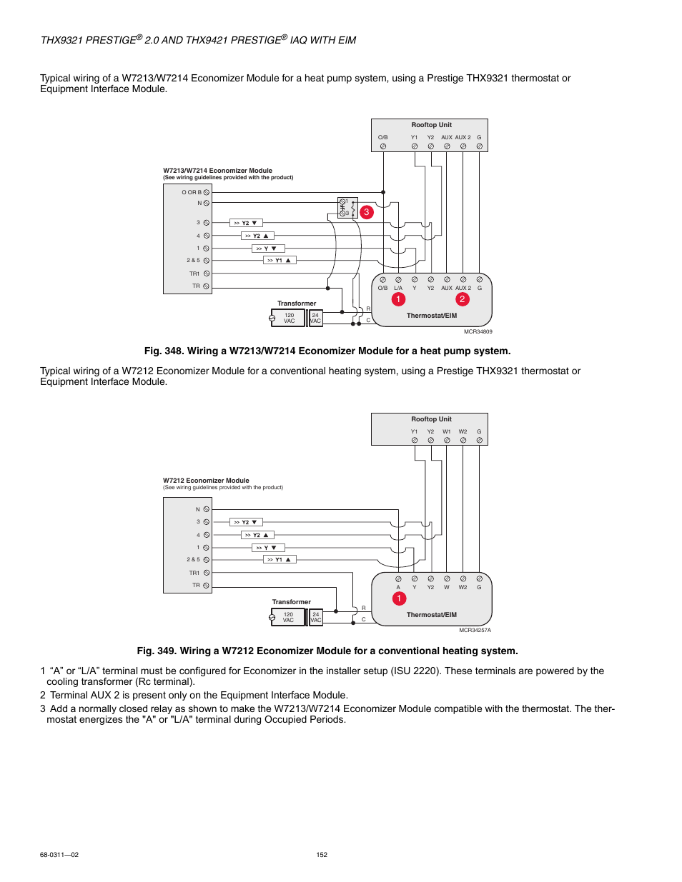 Thx9321 prestige, Iaq with eim | Honeywell PRESTIGE THX9321 User Manual | Page 152 / 160