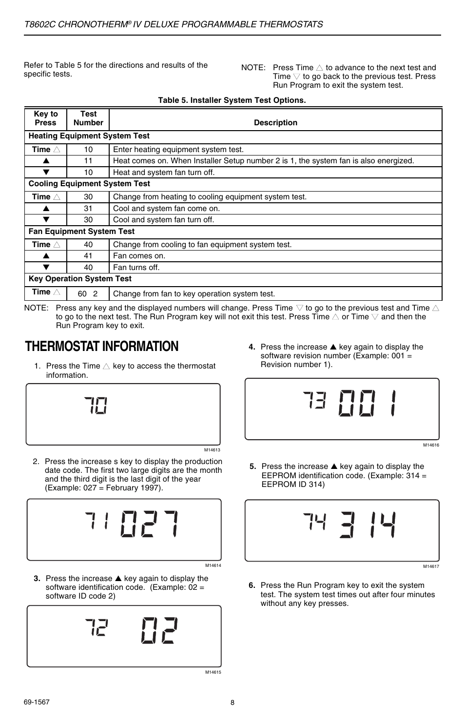 Thermostat information | Honeywell Chronotherm IV T8602C User Manual | Page 8 / 12