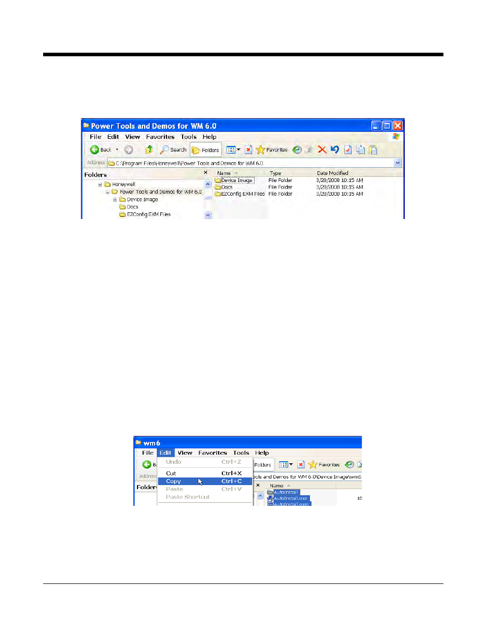 Folder on the workstation, Installing an upgrade on the terminal | Honeywell Dolphin Demos User Manual | Page 10 / 46