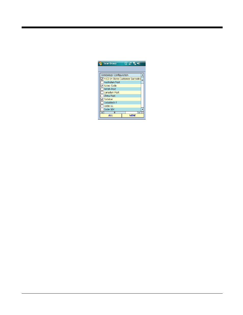 Symbologies, To select symbologies, To de-select symbologies | Symbologies -5 | Honeywell Dolphin Demos User Manual | Page 31 / 46