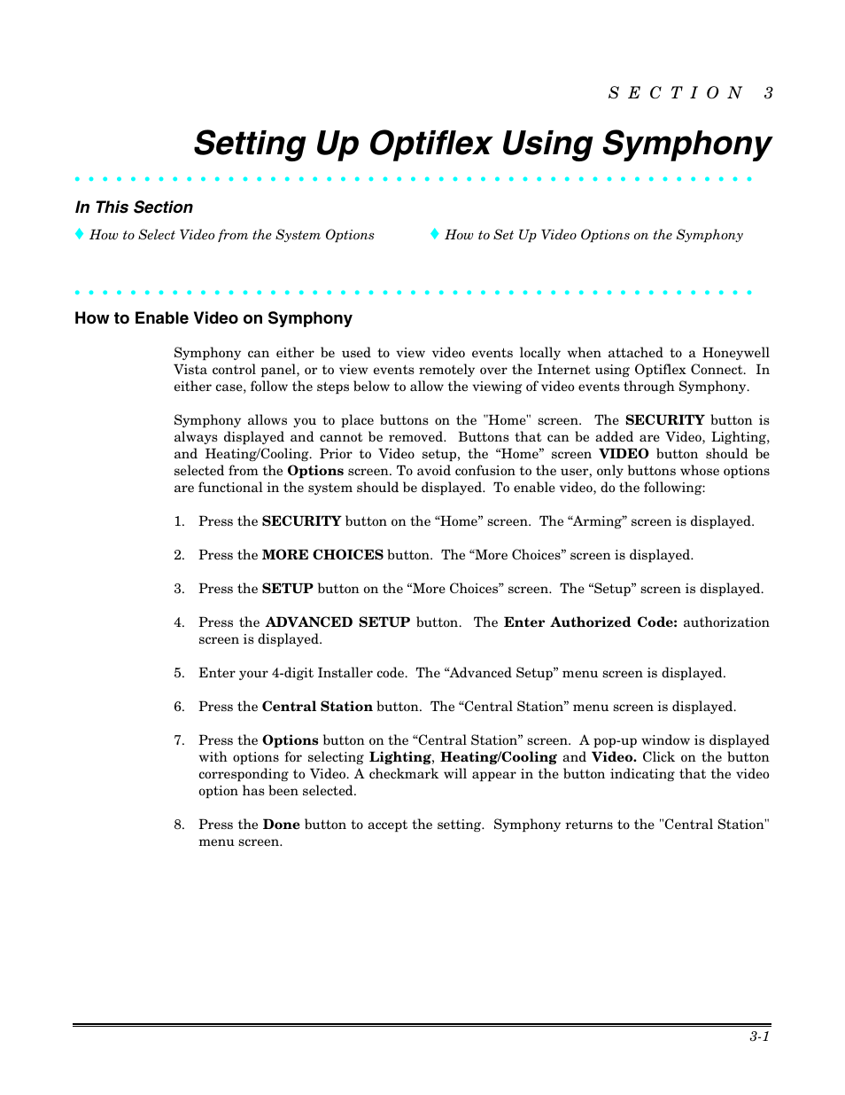 Setting up optiflex using symphony | Honeywell Optiflex User Manual | Page 13 / 24