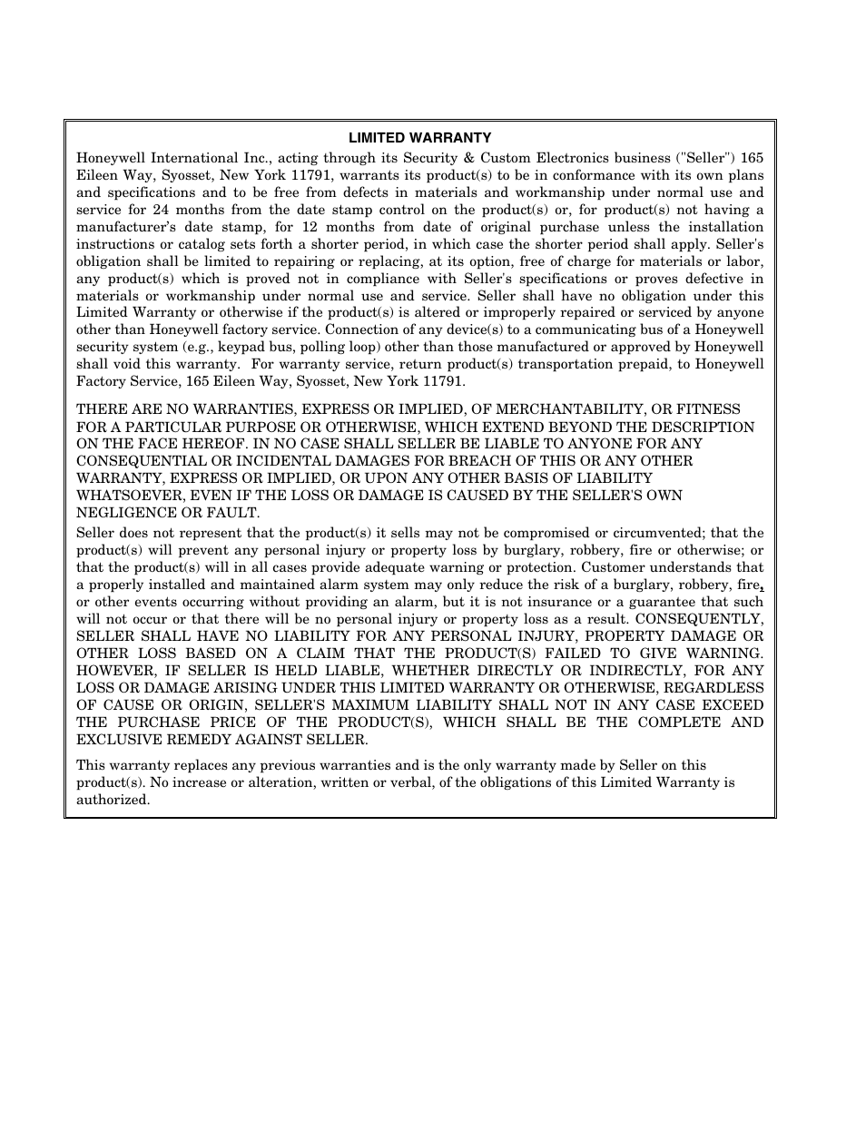 Honeywell Optiflex User Manual | Page 23 / 24