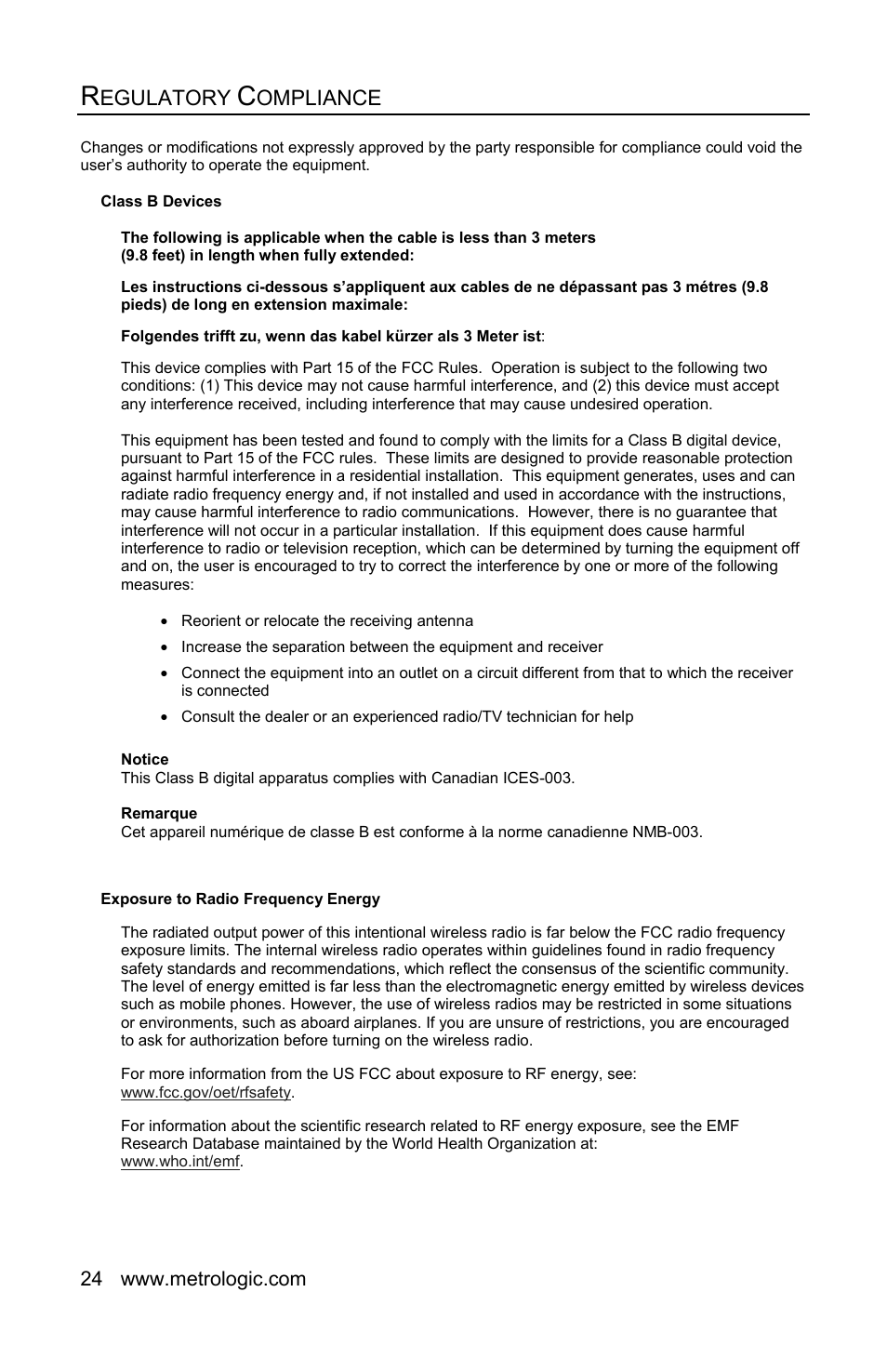Egulatory, Ompliance | Honeywell FocusBT AP-010-BT User Manual | Page 28 / 32