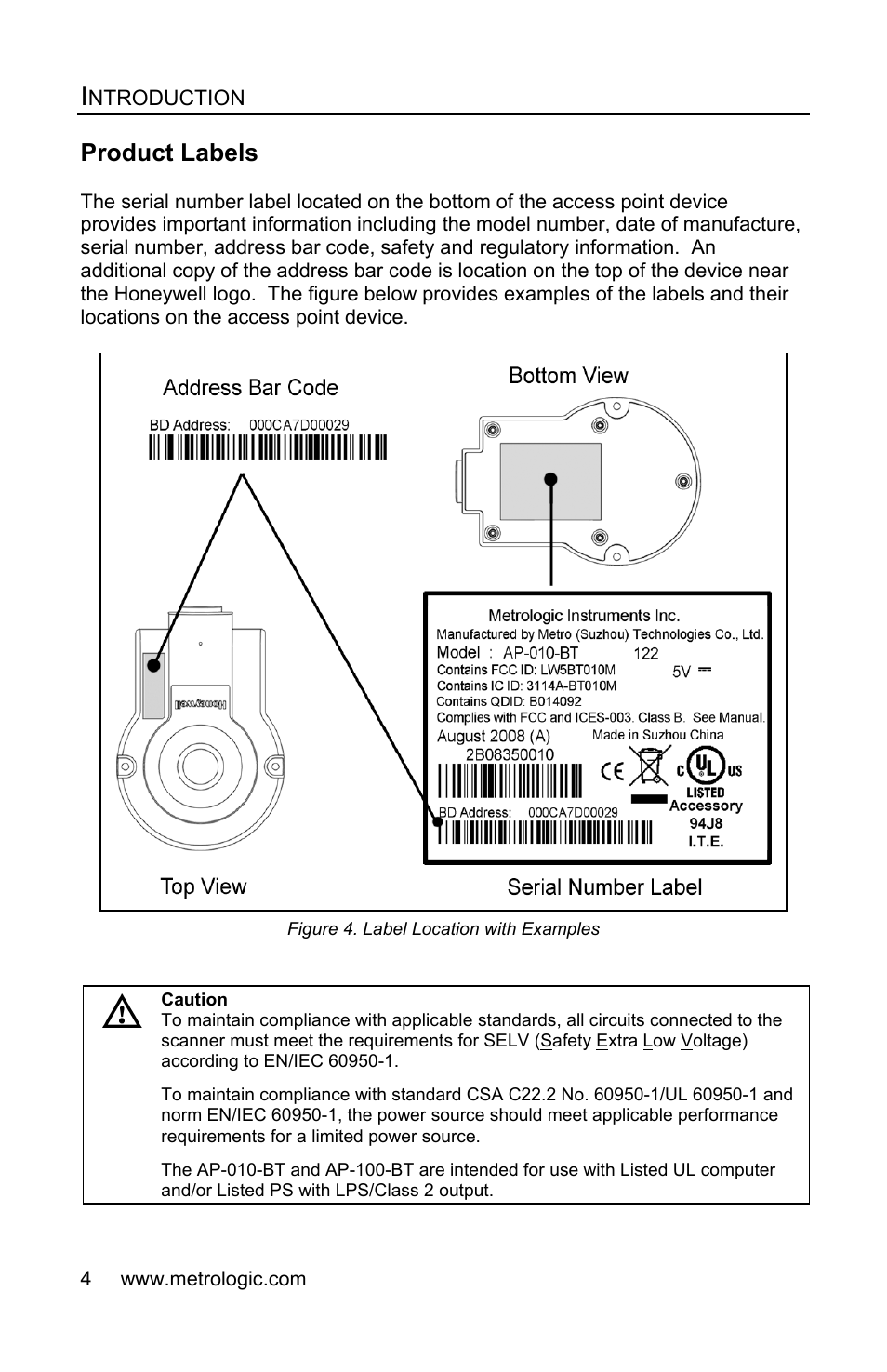 Product labels | Honeywell FocusBT AP-010-BT User Manual | Page 8 / 32