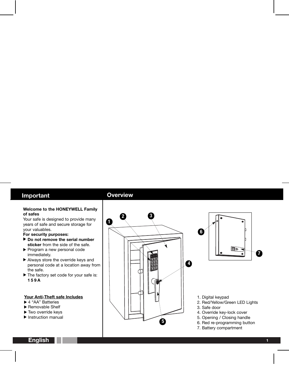 Important overview, English | Honeywell 2077D User Manual | Page 2 / 17
