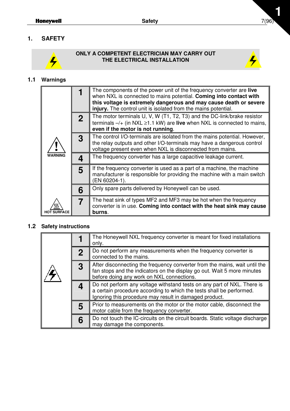 Honeywell NXL User Manual | Page 7 / 96