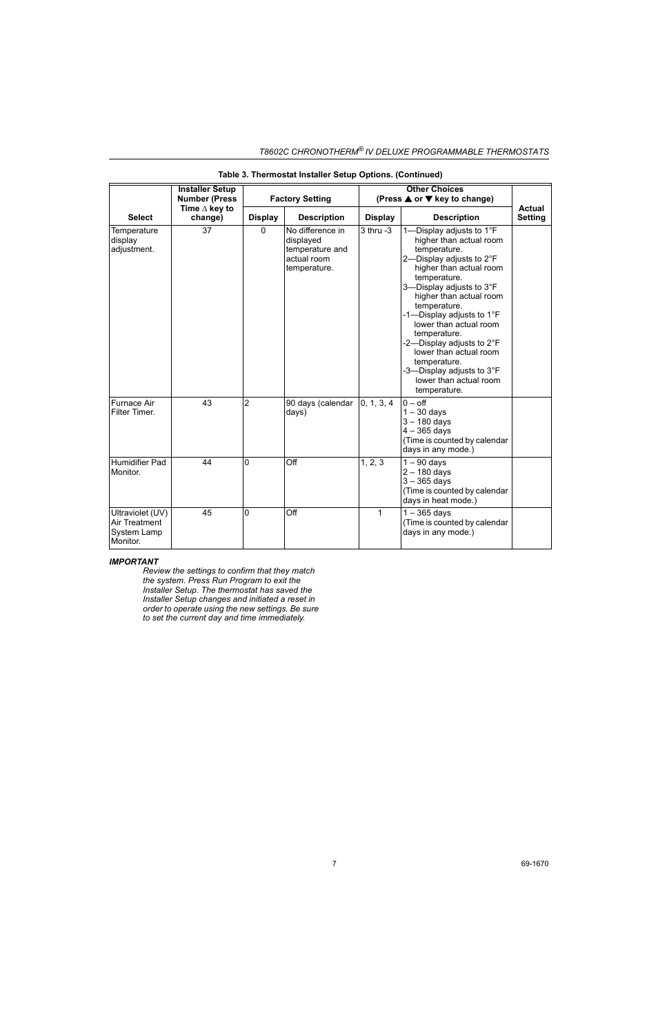 Honeywell CHRONOTHERM T8602C User Manual | Page 7 / 12