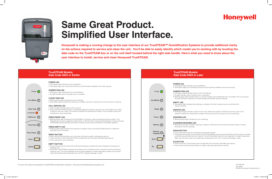 Honeywell Clean	Tank TrueSTEAM User Manual | 1 page