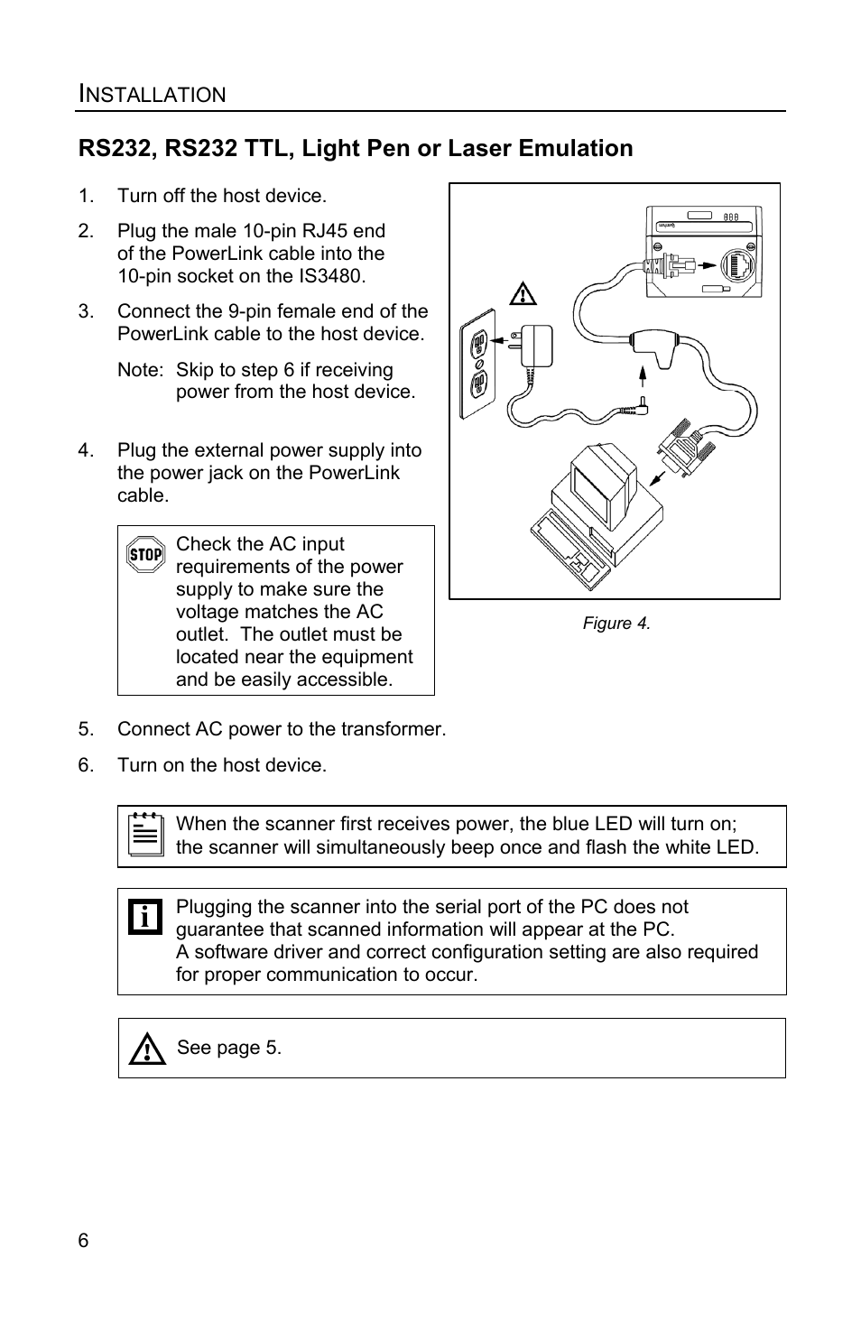 Installation, Rs232, rs232 ttl, light pen or laser emulation | Honeywell QUANTUME IS3480 User Manual | Page 10 / 60