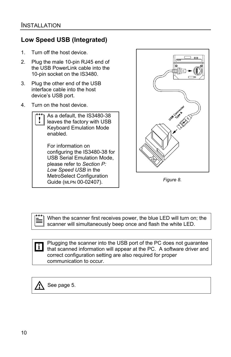 Low speed usb (integrated) | Honeywell QUANTUME IS3480 User Manual | Page 14 / 60
