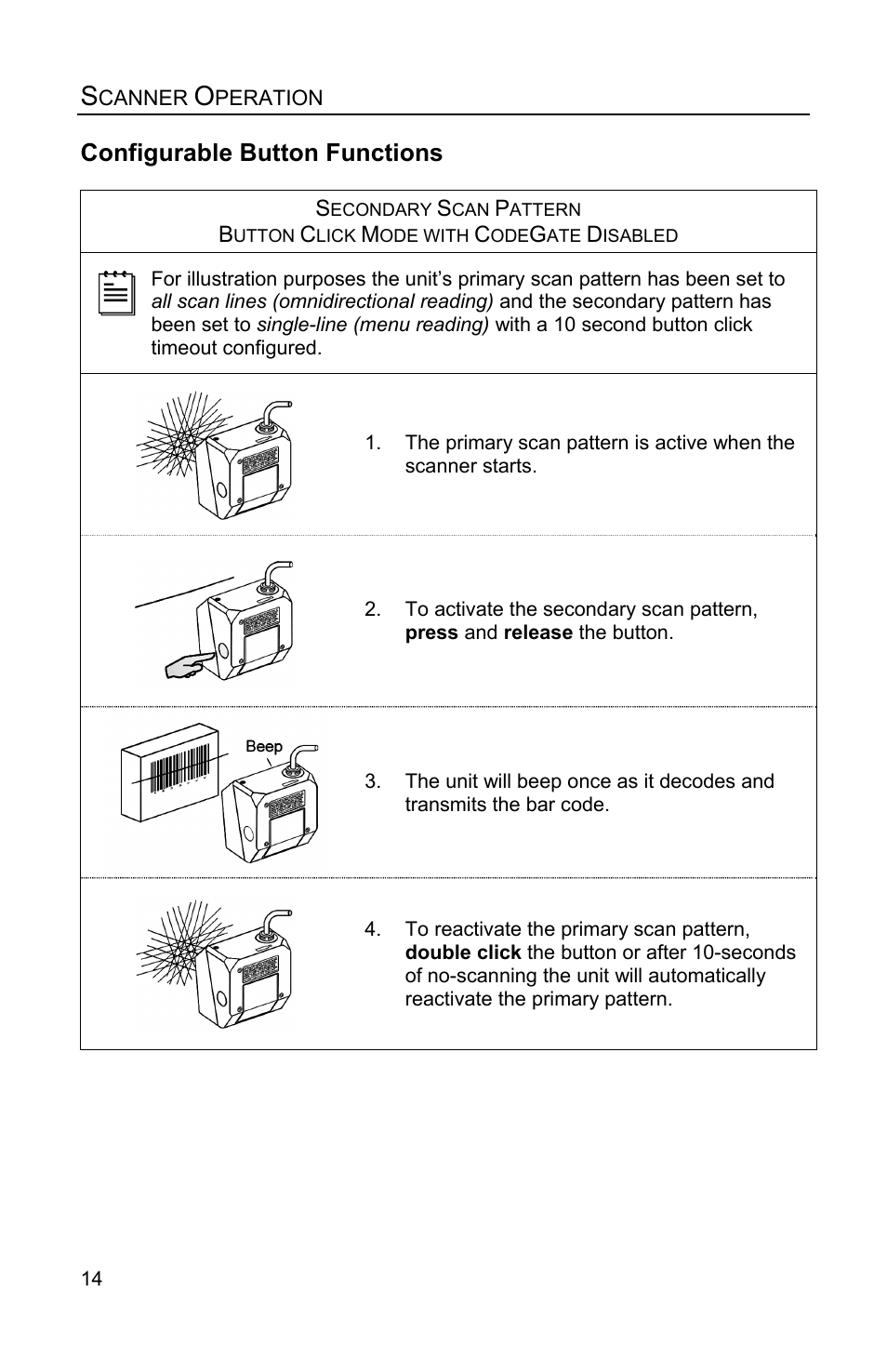 Configurable button functions | Honeywell QUANTUME IS3480 User Manual | Page 18 / 60