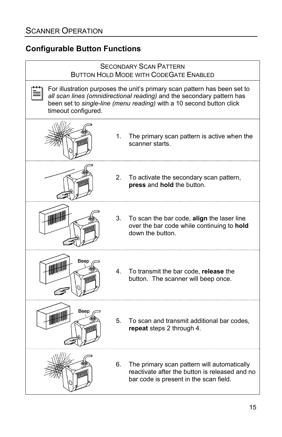 Configurable button functions | Honeywell QUANTUME IS3480 User Manual | Page 19 / 60