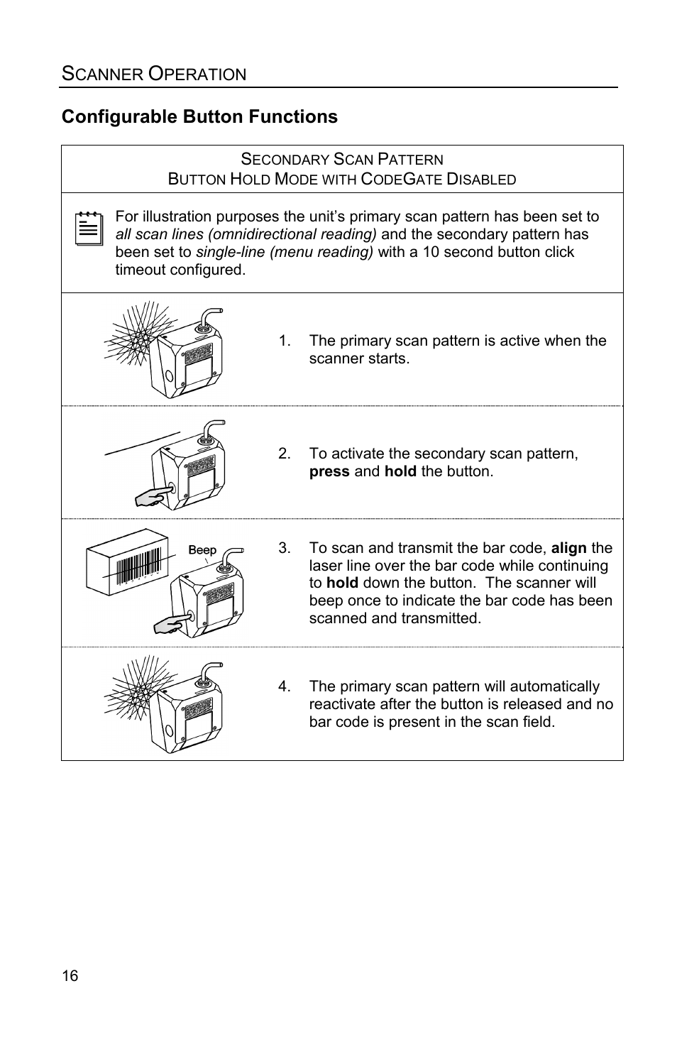 Configurable button functions | Honeywell QUANTUME IS3480 User Manual | Page 20 / 60
