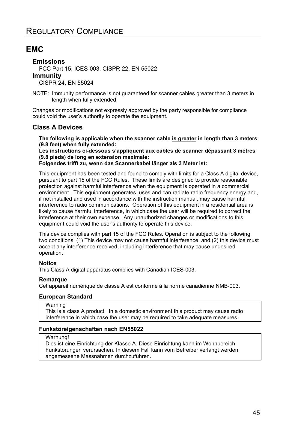 Egulatory, Ompliance | Honeywell QUANTUME IS3480 User Manual | Page 49 / 60