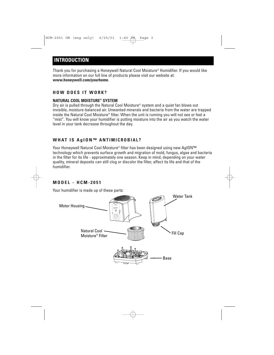Introduction | Honeywell HCM-2051 User Manual | Page 3 / 12