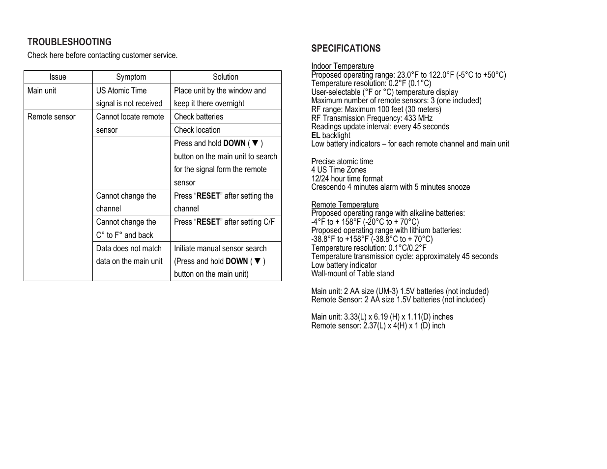 Honeywell TE219ELW User Manual | Page 10 / 12
