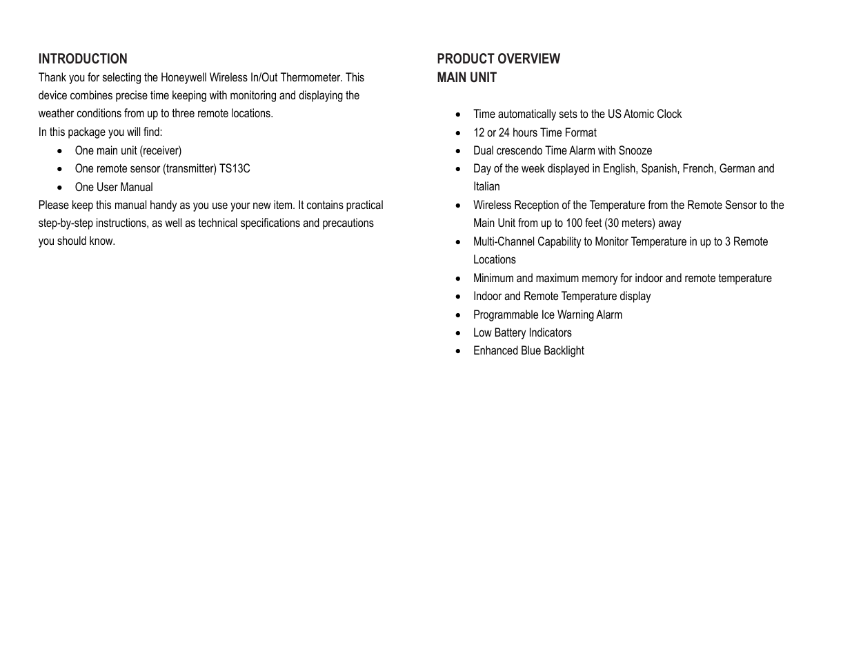 Honeywell TE219ELW User Manual | Page 2 / 12