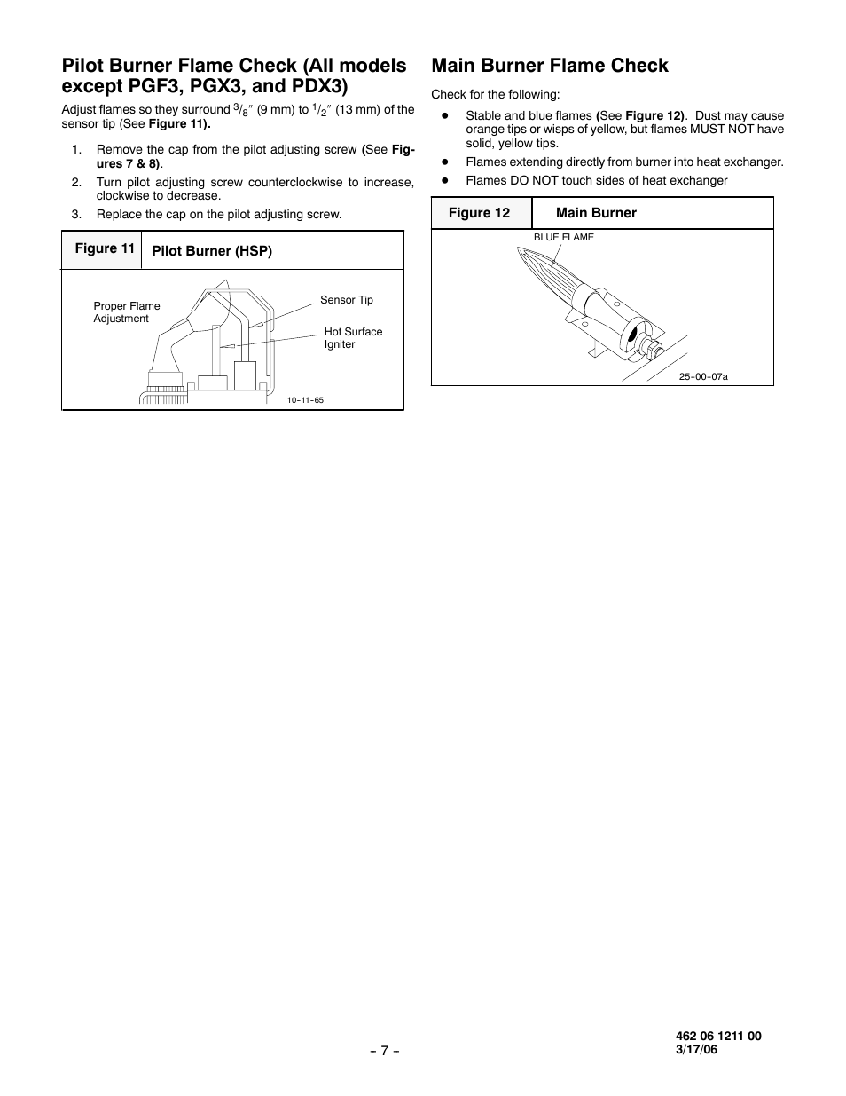 Main burner flame check | Honeywell PGF3 User Manual | Page 7 / 7
