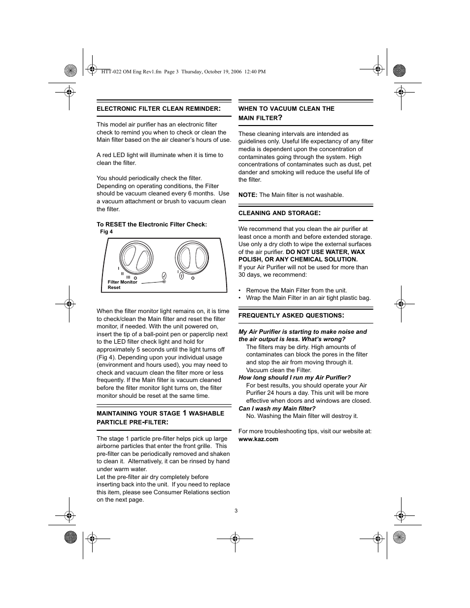 Honeywell ENVIRACAIRE HTT-022 User Manual | Page 3 / 12