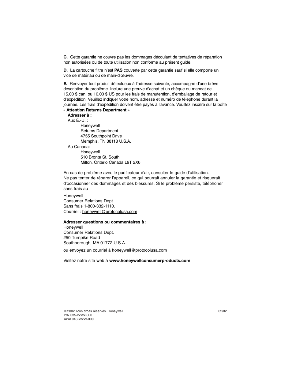 Honeywell Air Purifier 50100 User Manual | Page 18 / 27