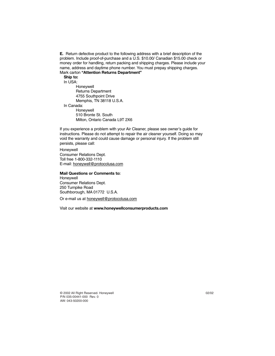 Honeywell Air Purifier 50100 User Manual | Page 9 / 27