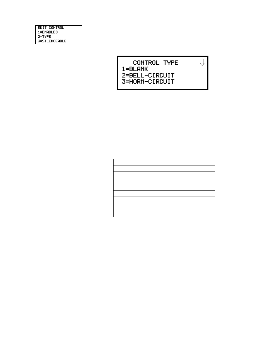 Control type 1=blank 2=bell-circuit 3=horn-circuit | Honeywell MS-9200UDLSE User Manual | Page 87 / 228