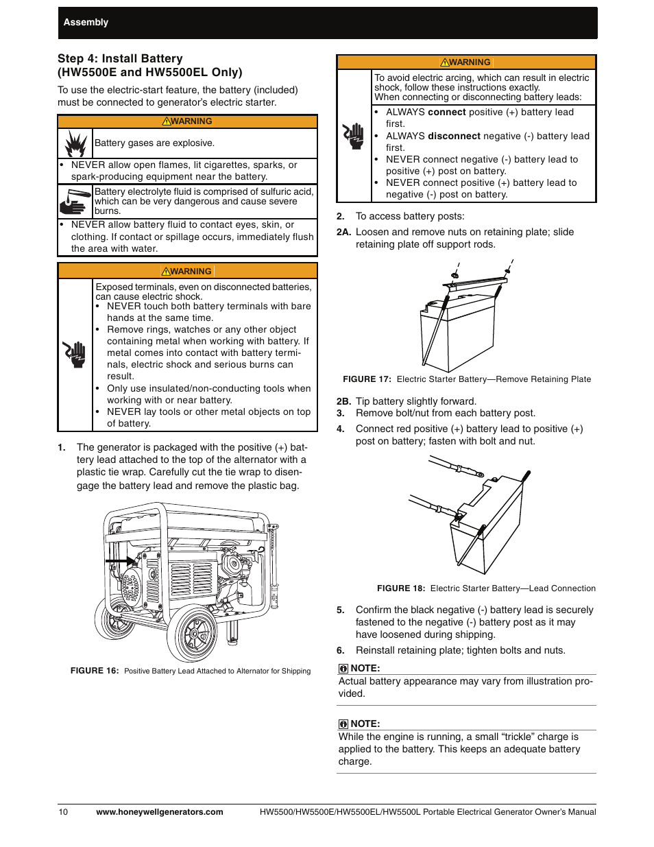 Step 4: install battery | Honeywell HW5500L User Manual | Page 16 / 94