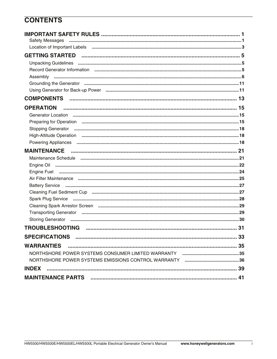 Honeywell HW5500L User Manual | Page 5 / 94