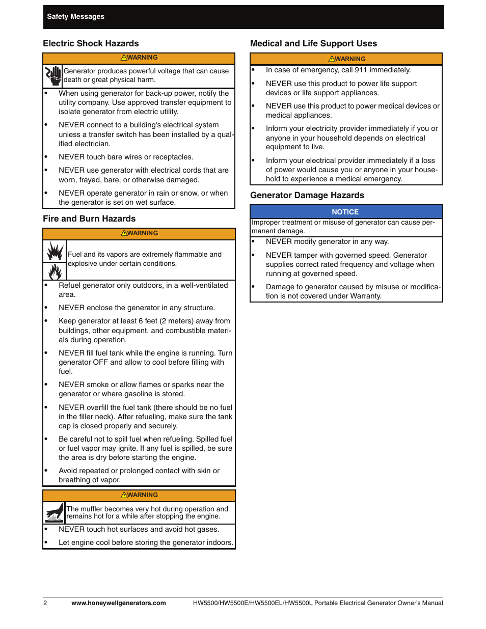 Honeywell HW5500L User Manual | Page 8 / 94