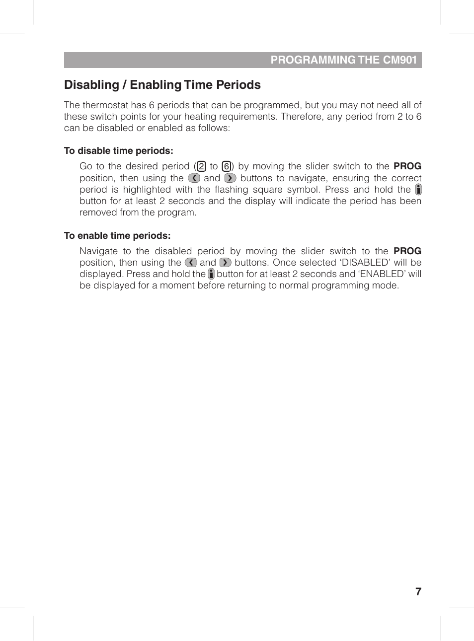 Disabling / enabling time periods | Honeywell CM901 User Manual | Page 7 / 18