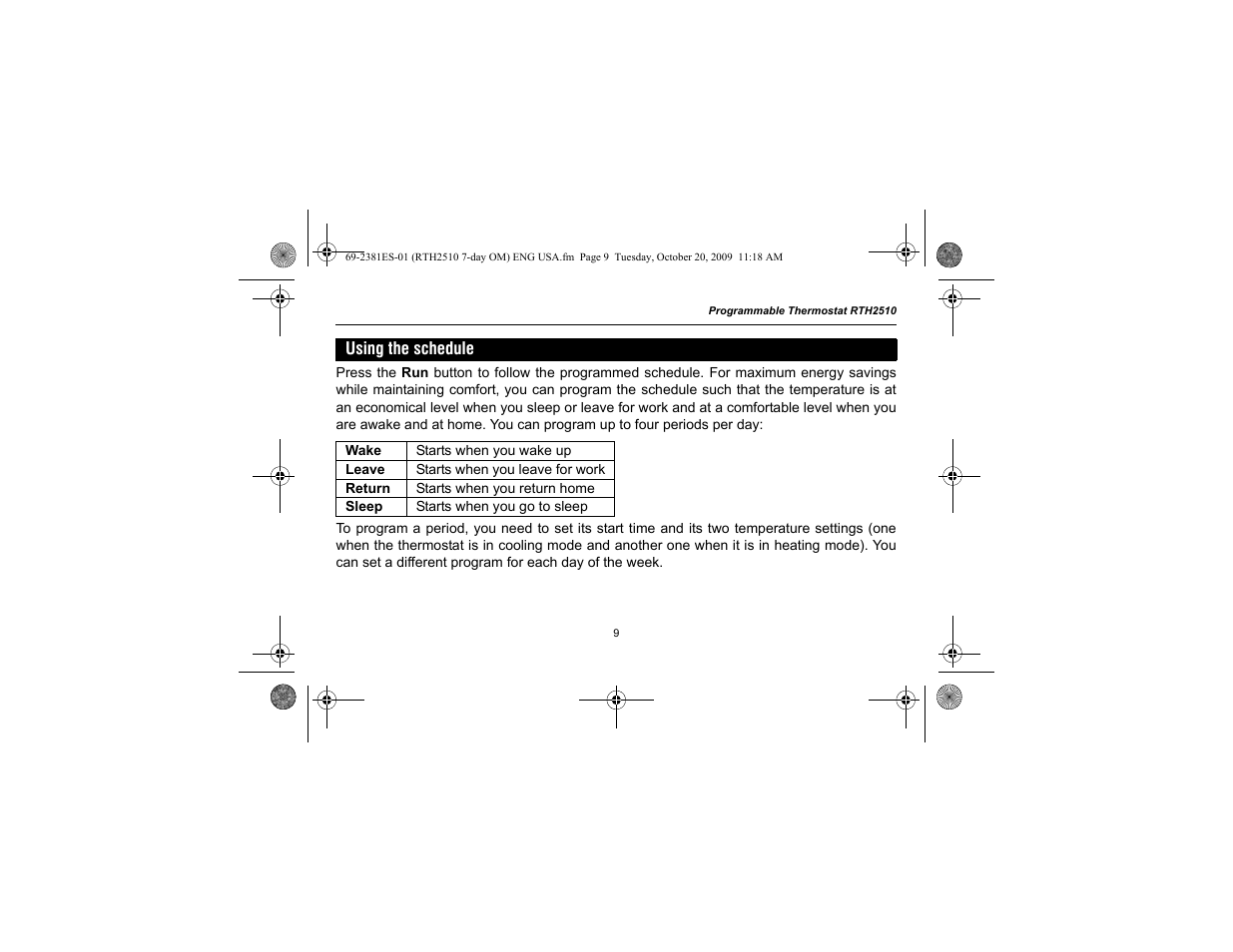 Honeywell RTH2510 User Manual | Page 11 / 44