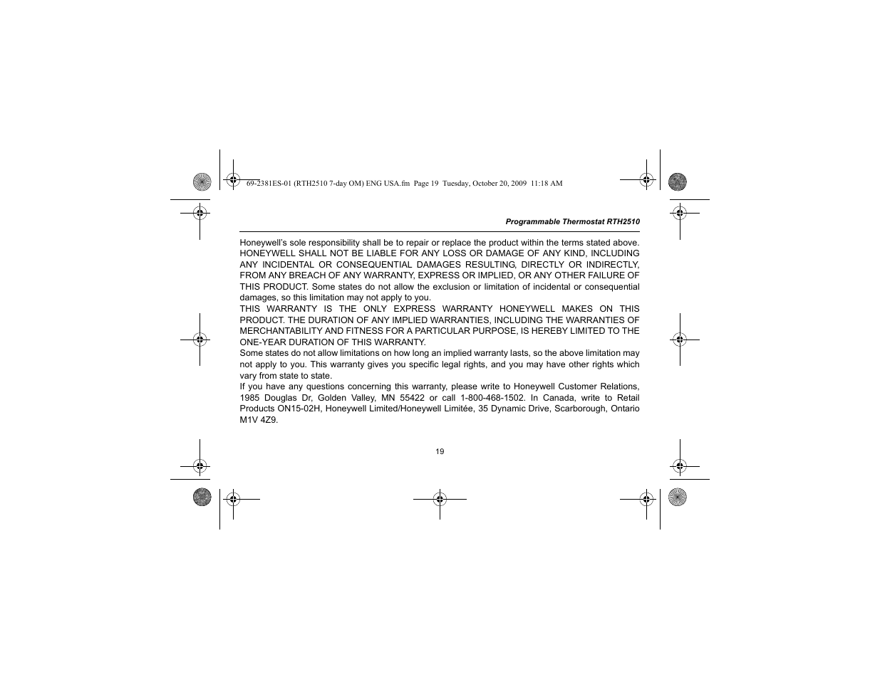 Honeywell RTH2510 User Manual | Page 21 / 44