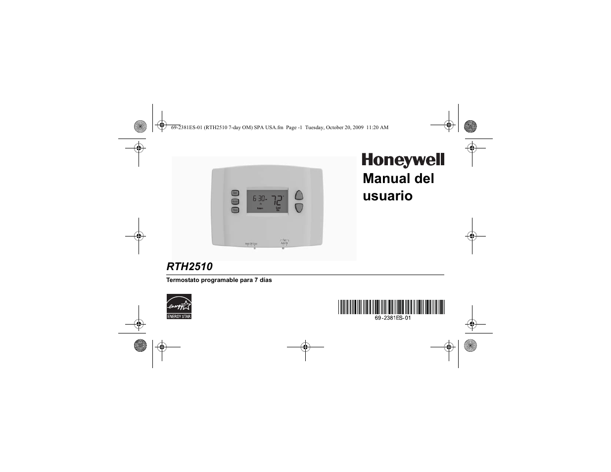 Manual del usuario | Honeywell RTH2510 User Manual | Page 23 / 44