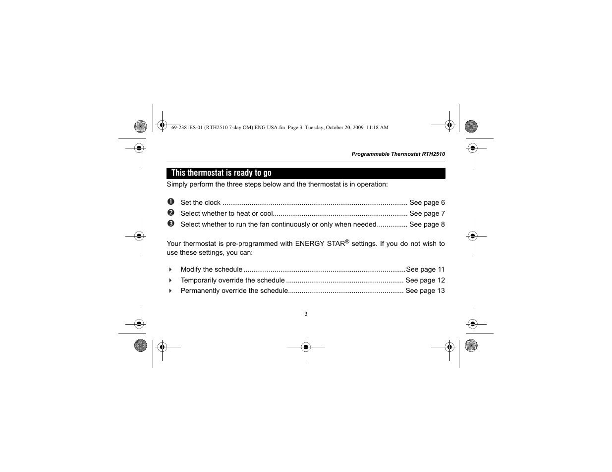 Honeywell RTH2510 User Manual | Page 5 / 44