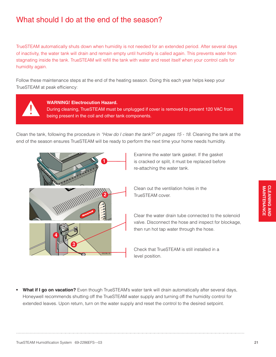 What should i do at the end of the season | Honeywell TRUESTEAM 69-2286EFS-03 User Manual | Page 23 / 80
