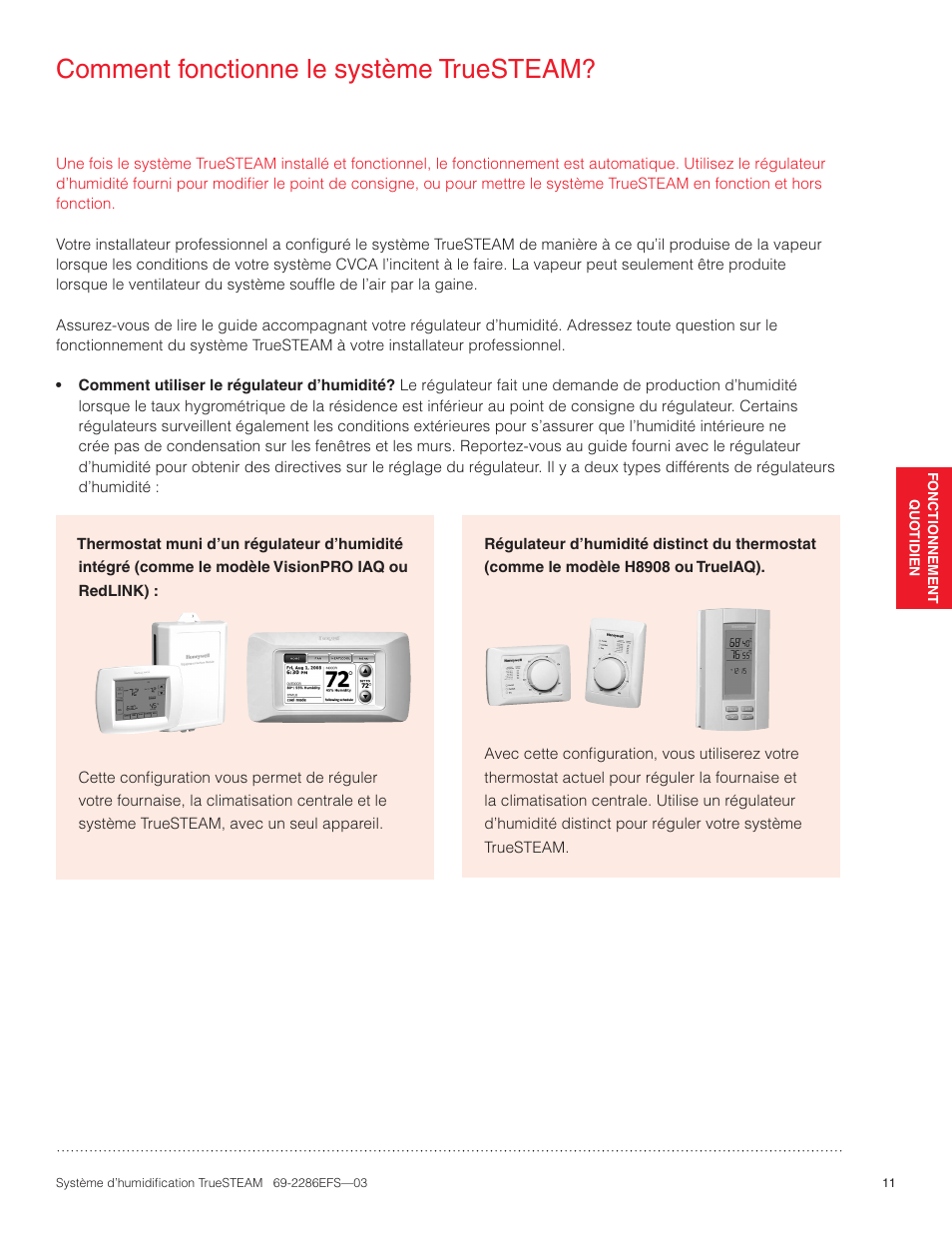 Comment fonctionne le système truesteam | Honeywell TRUESTEAM 69-2286EFS-03 User Manual | Page 39 / 80