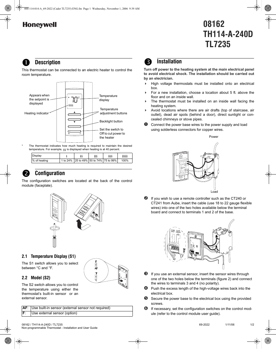 Honeywell 8162 User Manual | 2 pages