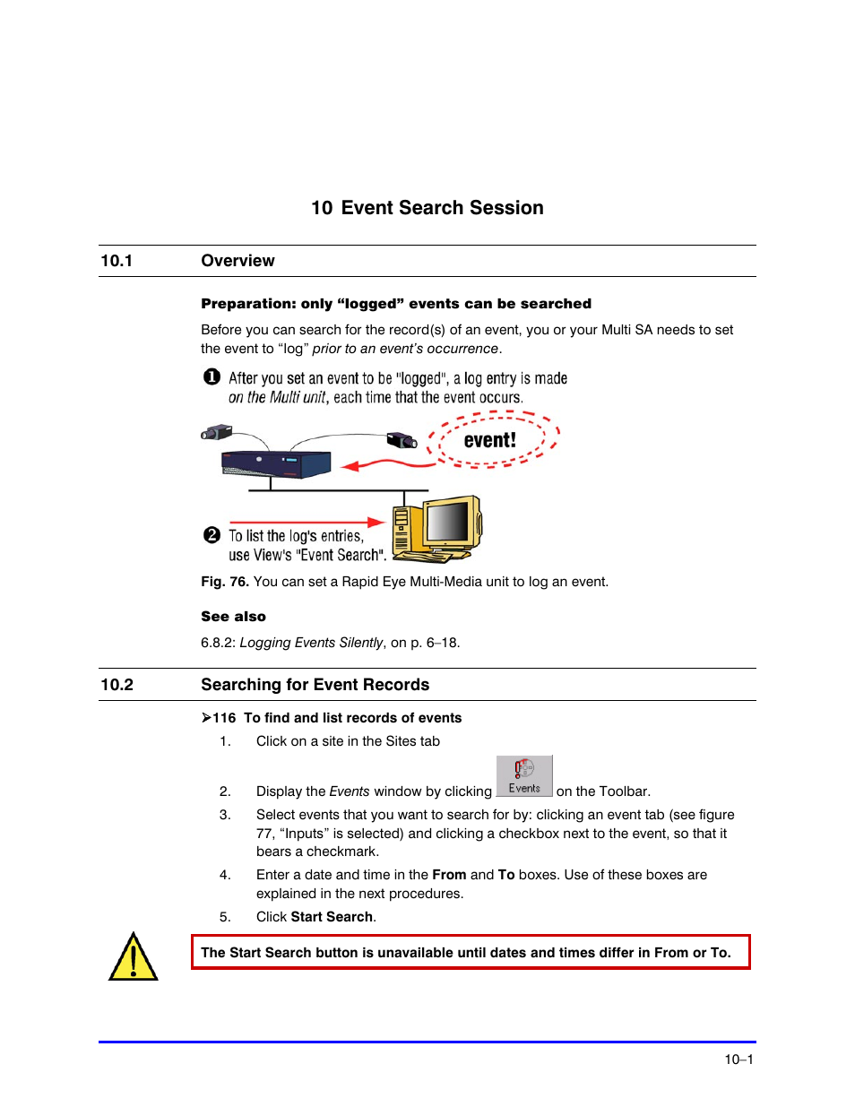 10 event search session | Honeywell RAPID EYE K5404V9 User Manual | Page 105 / 144