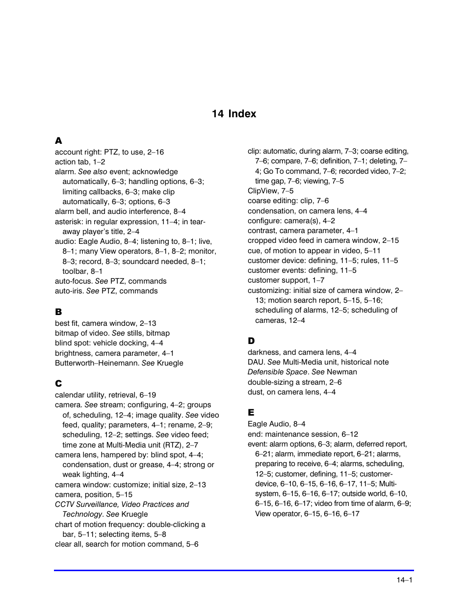14 index | Honeywell RAPID EYE K5404V9 User Manual | Page 133 / 144