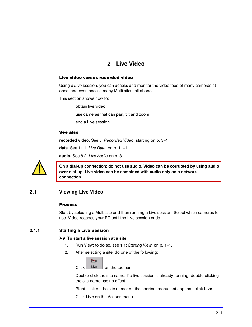 2 live video | Honeywell RAPID EYE K5404V9 User Manual | Page 17 / 144