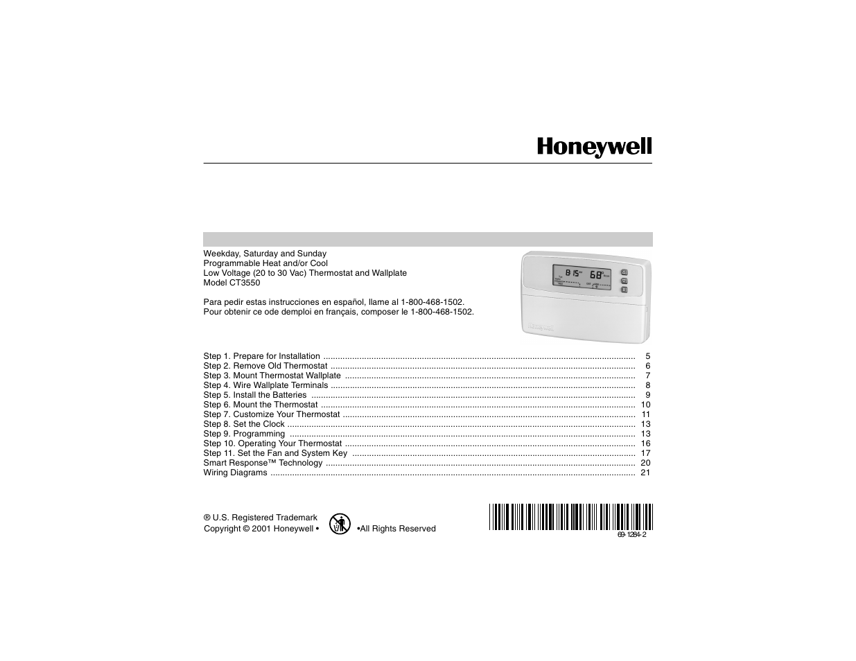 Honeywell CT3550 User Manual | 24 pages