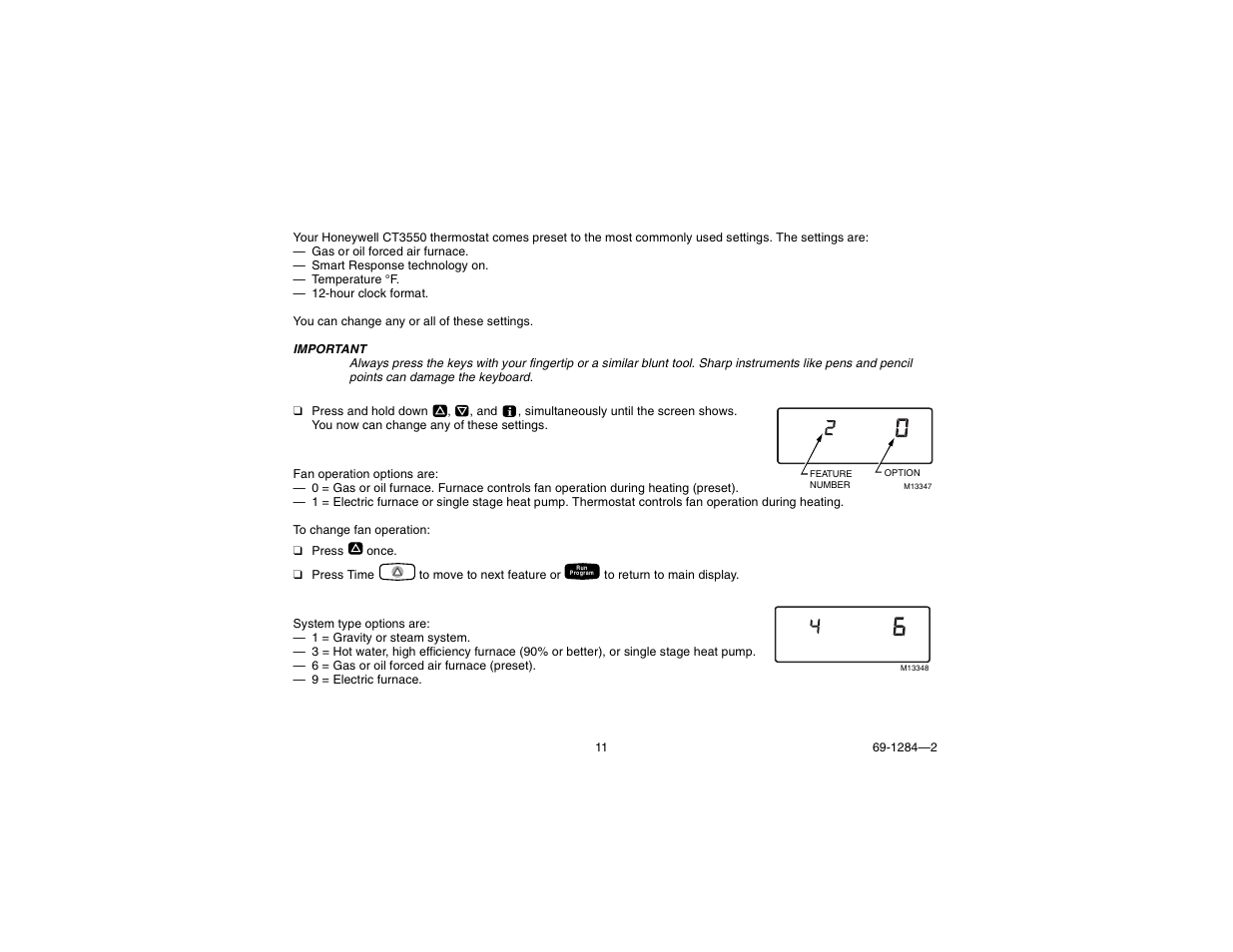 Step 7. customize your thermostat | Honeywell CT3550 User Manual | Page 11 / 24