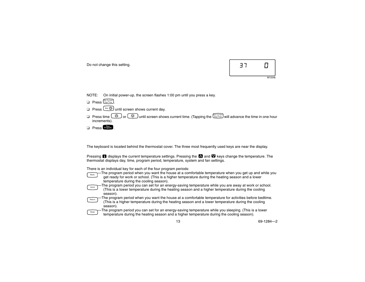 Step 8. set the clock, Set current day and time, Step 9. programming | Step 8. set the clock step 9. programming | Honeywell CT3550 User Manual | Page 13 / 24